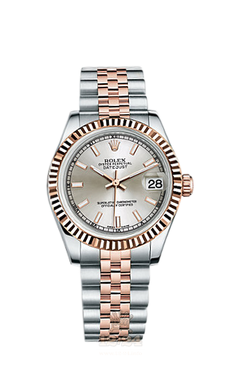 Rolex Lady-Datejust Watch 178271-0003 31 mm Steel / Pink gold Case Silver Dial