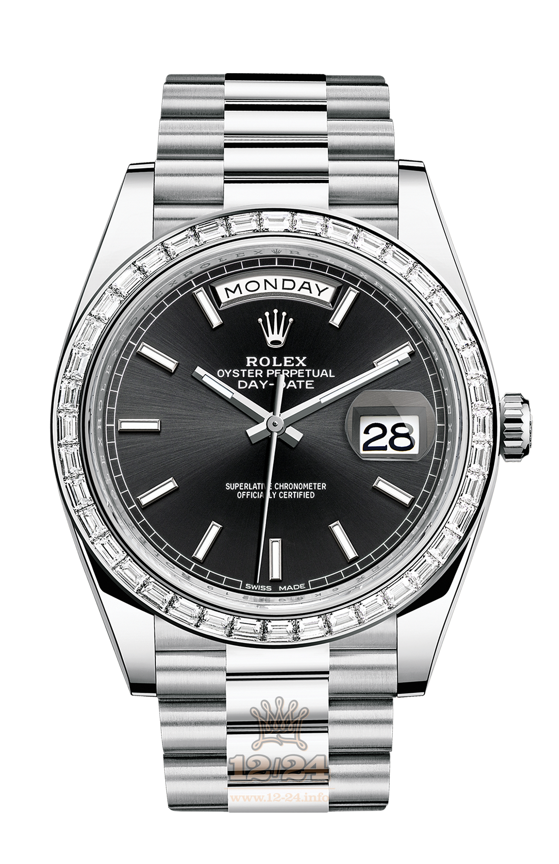 Rolex Day-Date Watch 228396tbr-0024 40 mm Platinum Case Black Dial