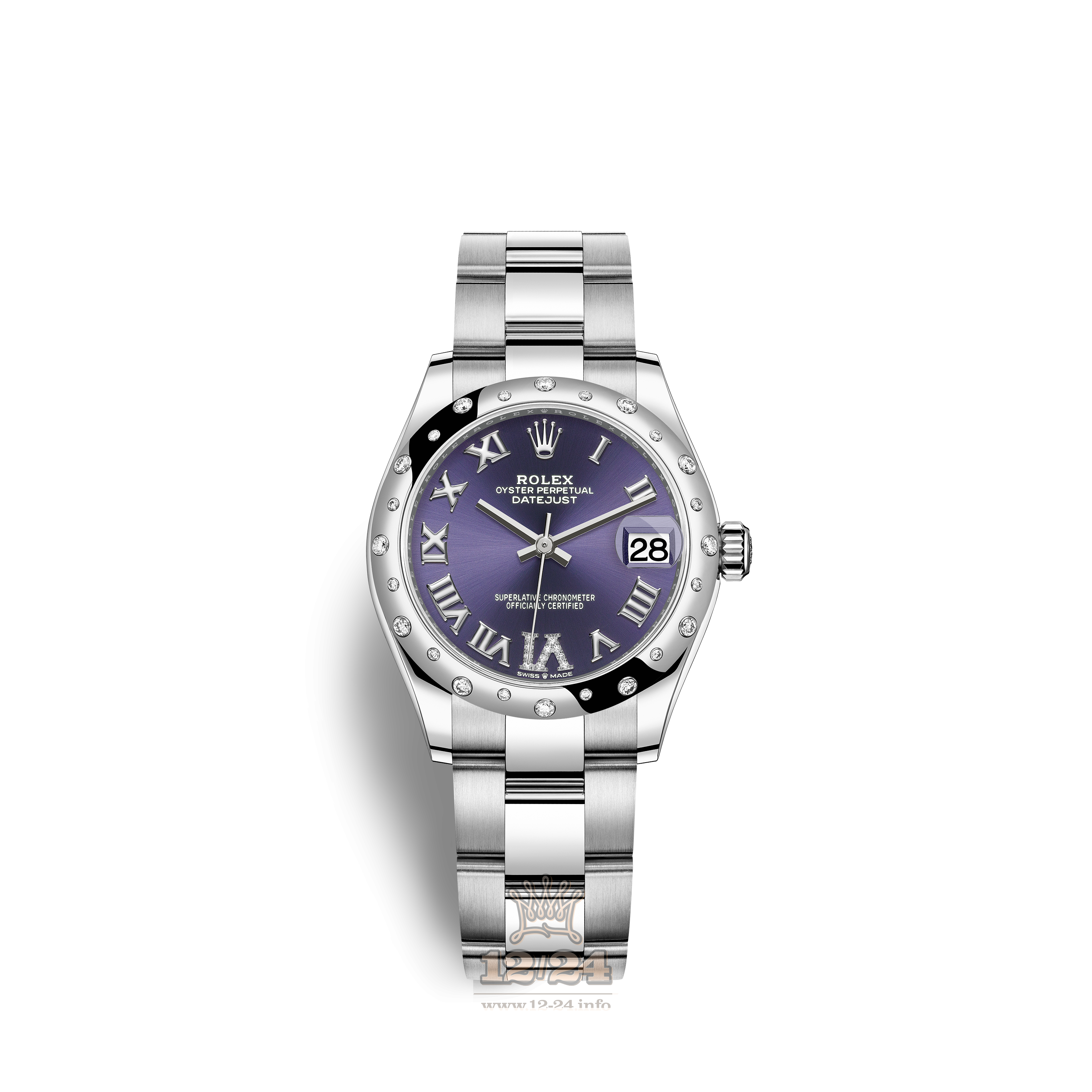 Rolex Datejust Watch 278344rbr-0027 31 mm Stainless steel White gold Case Purple Dial