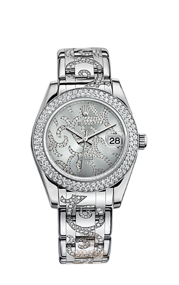 Rolex Pearlmaster Watch 81339-0064 34 mm White gold Case Gray Silver Dial