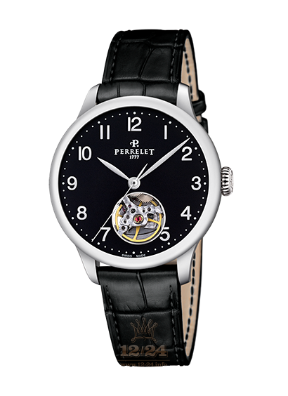 Perrelet First Class Watch A2067/2 35 mm Stainless steel Case Black Dial