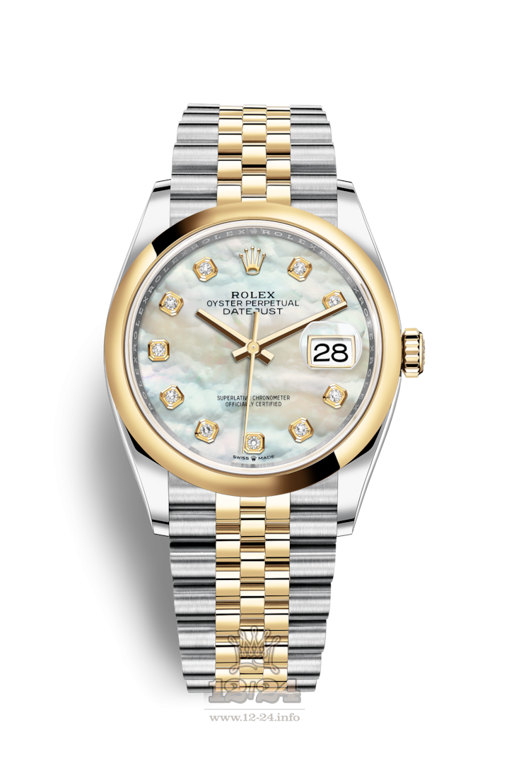 Rolex Datejust Watch 126203-0023 36 mm Steel / Yellow gold Case White Dial