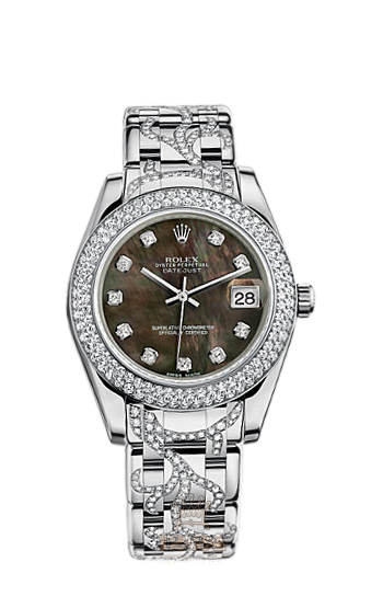 Rolex Pearlmaster Watch 81339-0056 34 mm White gold Case Black Dial