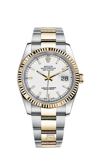 Rolex Datejust Watch 116233-0171 36 mm Steel / Yellow gold Case White Dial
