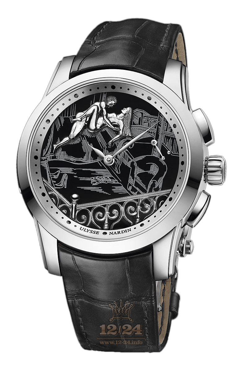 Ulysse Nardin Classic Watch 6119-130 42 mm Platinum Case Black Dial