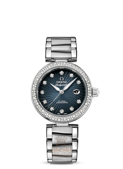 Omega Ladymatic Watch 425.35.34.20.56.001 34 mm Stainless steel Case Gray Dark blue Dial