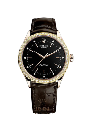 Rolex Cellini Watch 50605rbr-0013 39 mm Pink gold Case Black Dial