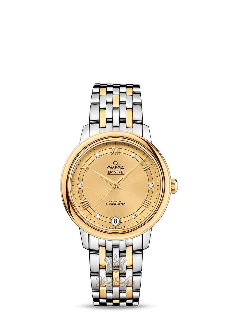 Omega Prestige Watch 424.20.33.20.58.002 33 mm Steel / Yellow gold Case Golden Dial