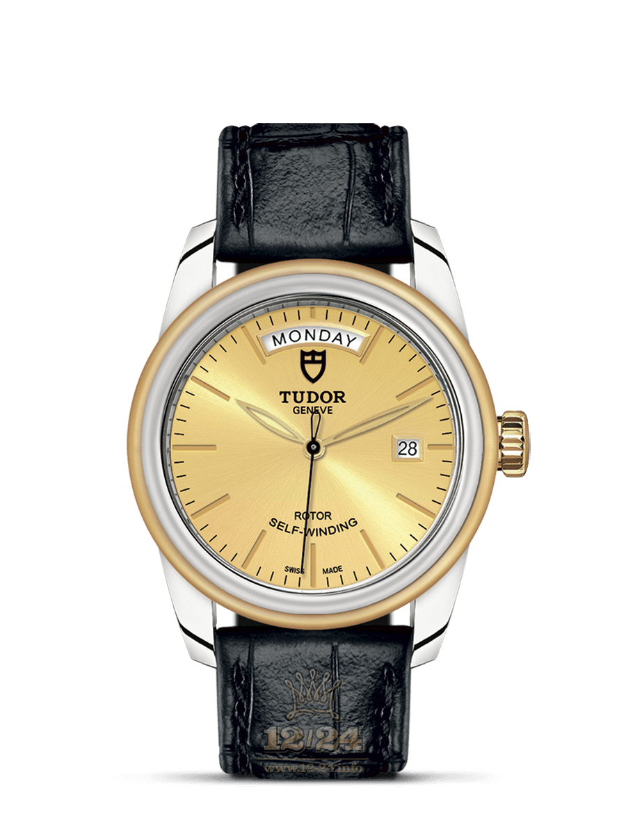Tudor Glamour Watch M56003-0024 39 mm Stainless steel Yellow gold Case Golden Dial