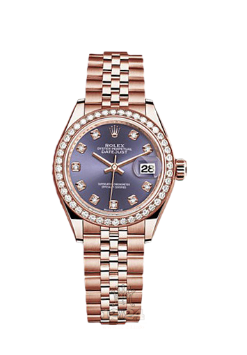 Rolex Datejust Watch 279135rbr-0011 28 mm Pink gold Case Dark blue Purple Dial