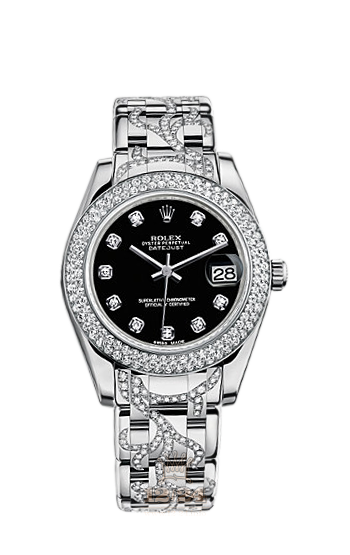 Rolex Pearlmaster Watch 81339-0055 34 mm White gold Case Black Dial