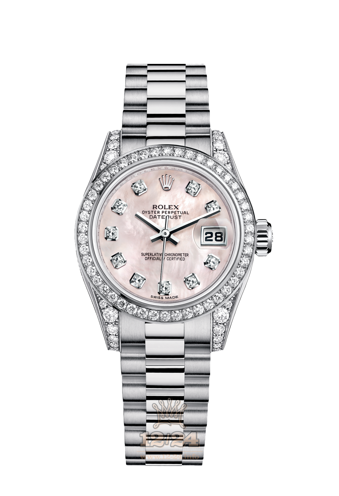 Rolex Lady-Datejust Watch 179159-0012 26 mm White gold Case Pink Dial