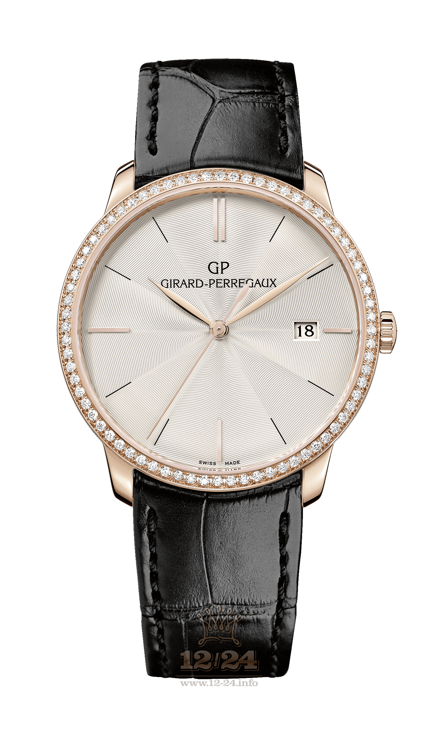 Girard Perregaux 1966 Watch 49525D52A133-BB60 Pink gold Case Silver Dial