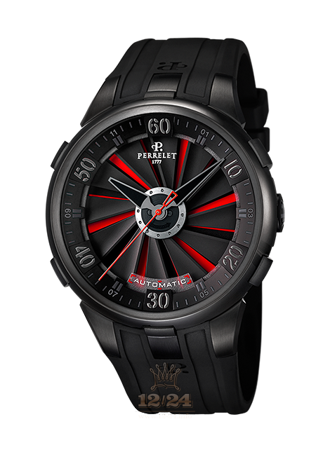 Perrelet Turbine Watch A1051/9 48 mm Stainless steel PVD coating Case Black Red Dial