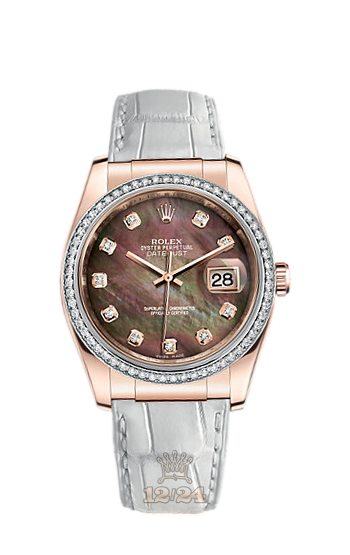 Rolex Datejust Watch 116185-0004 36 mm Pink gold Case Black Dial