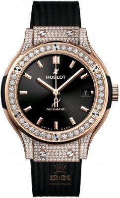 Hublot Classic Fusion Watch 565.OX.1480.RX.1604 38 mm Pink gold Case Black Dial