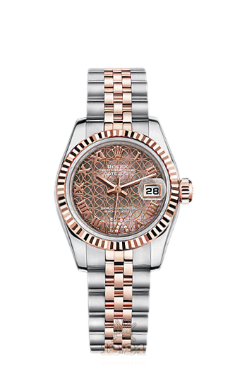 Rolex Lady-Datejust Watch 179171-0081 26 mm Steel / Pink gold Case Black Dial