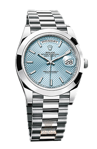 Rolex Day-Date Watch 228206-0004 40 mm Platinum Case Silver Blue Dial