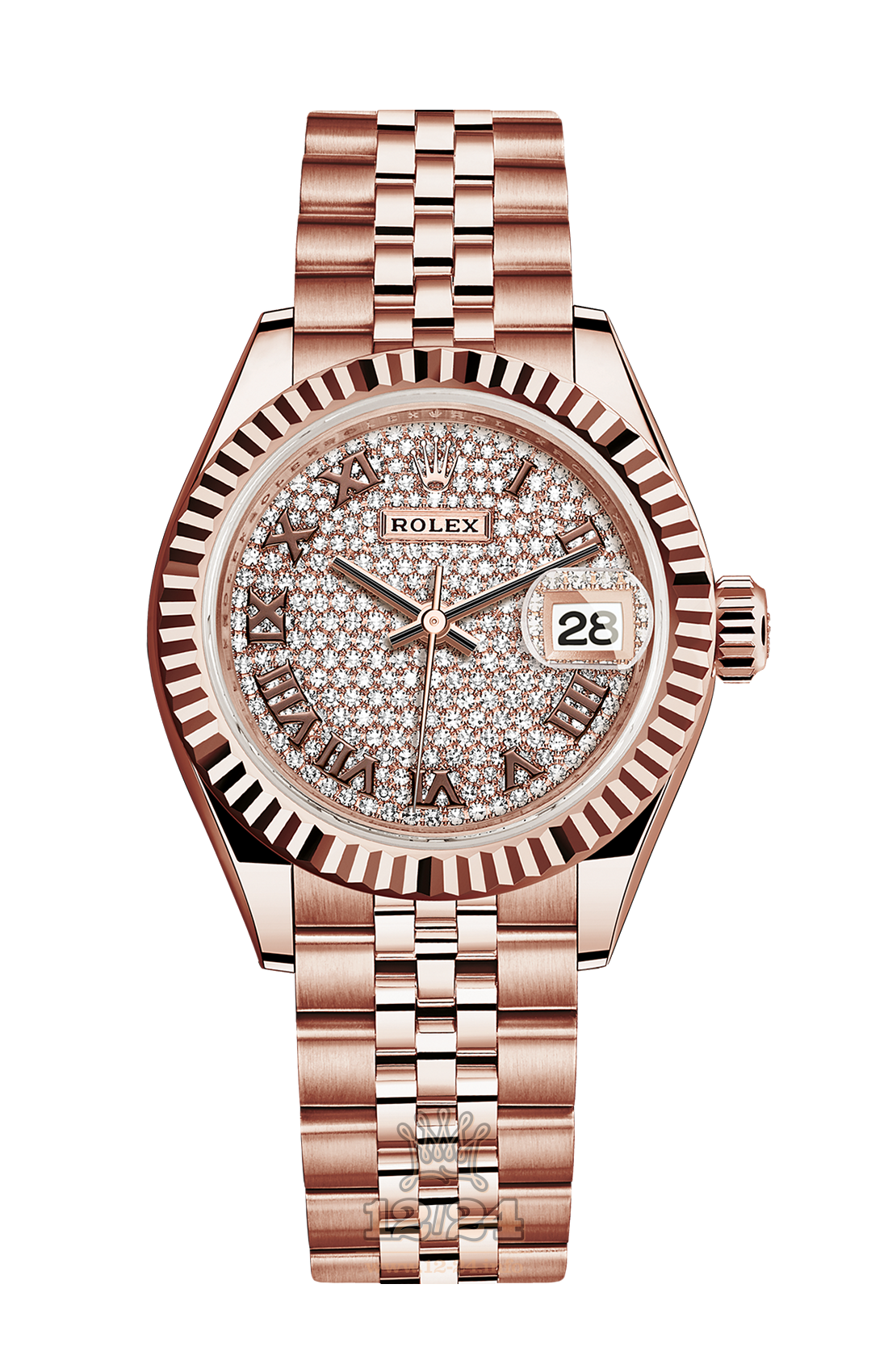 Rolex Datejust Watch 279175-0024 28 mm Pink gold Case Silver Golden Dial