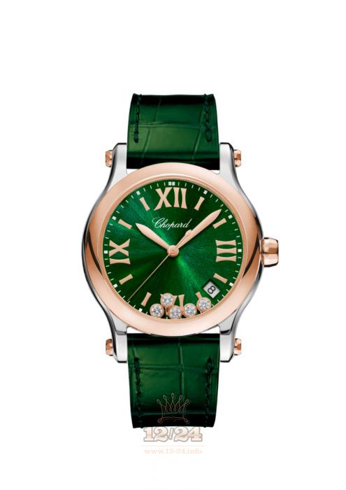 Chopard Happy Sport Watch 278582-6005 36 mm Stainless steel Pink gold Case Green Dial