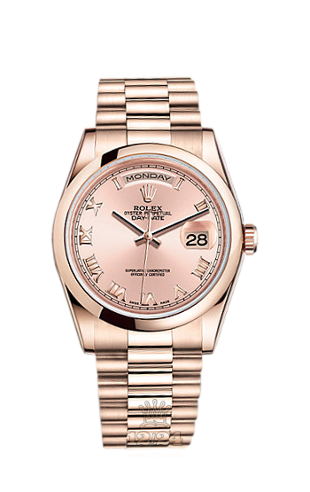 Rolex Day-Date Watch 118205f-0013 36 mm Pink gold Case Pink Dial