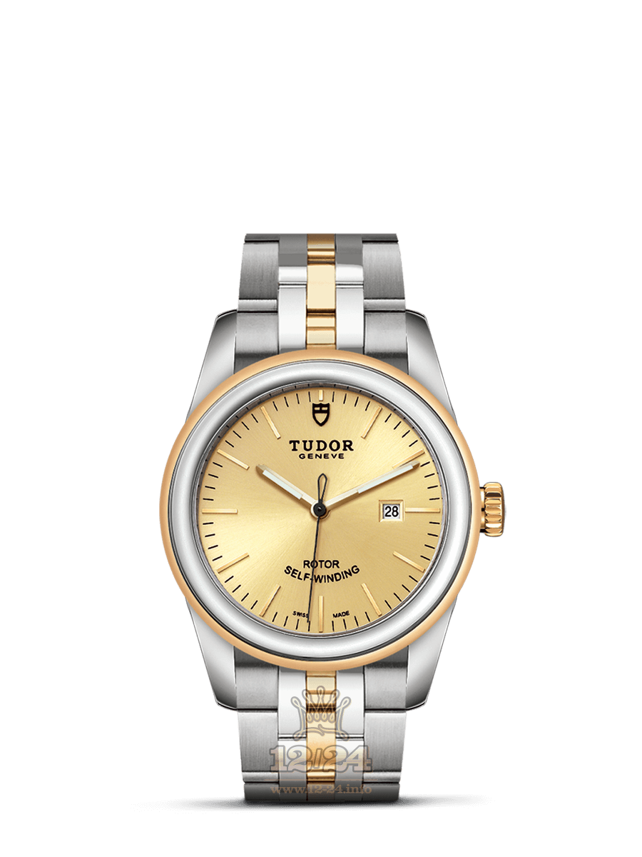 Tudor Glamour Watch M53003-0005 31 mm Stainless steel Yellow gold Case Golden Dial