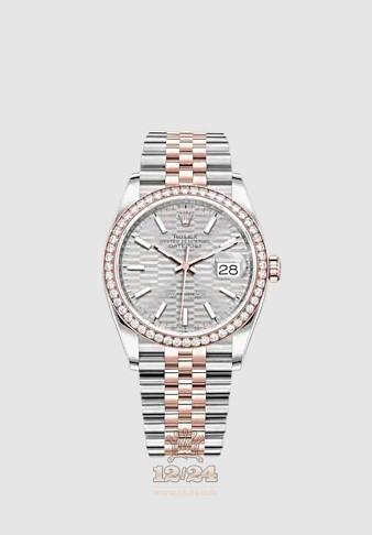 Rolex Datejust Watch 126281rbr-0021 36 mm Stainless steel Pink gold Case Gray Silver Dial