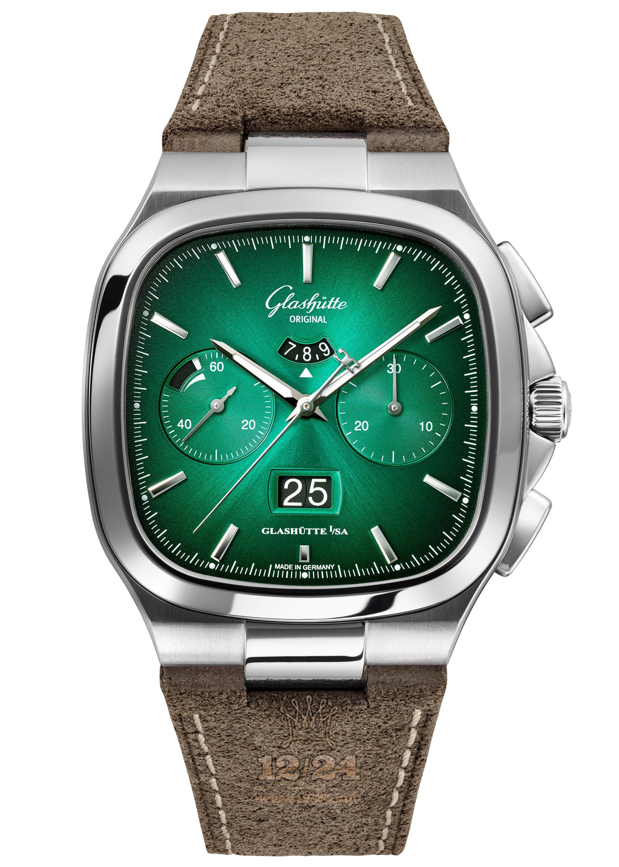 Glashutte Vintage Watch 1-37-02-04-02-35 40 mm Stainless steel Case Green Dial