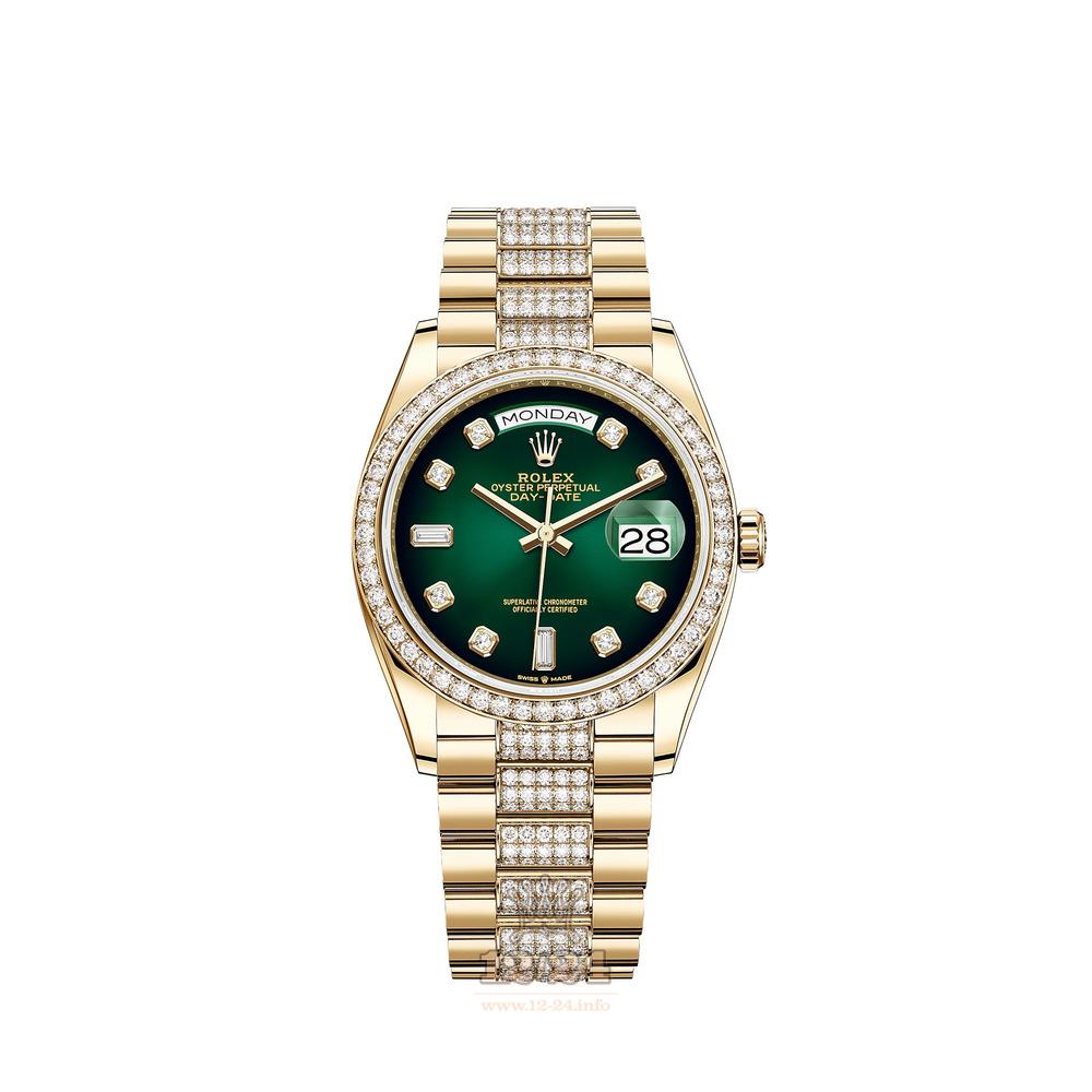 Rolex Day-Date Watch 128348rbr-0036 36 mm Yellow gold Case Green Dial