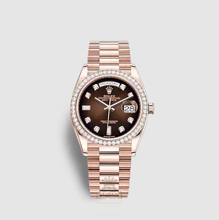 Rolex Day-Date Watch 128345rbr-0040 36 mm Pink gold Case Brown (chocolate) Dial