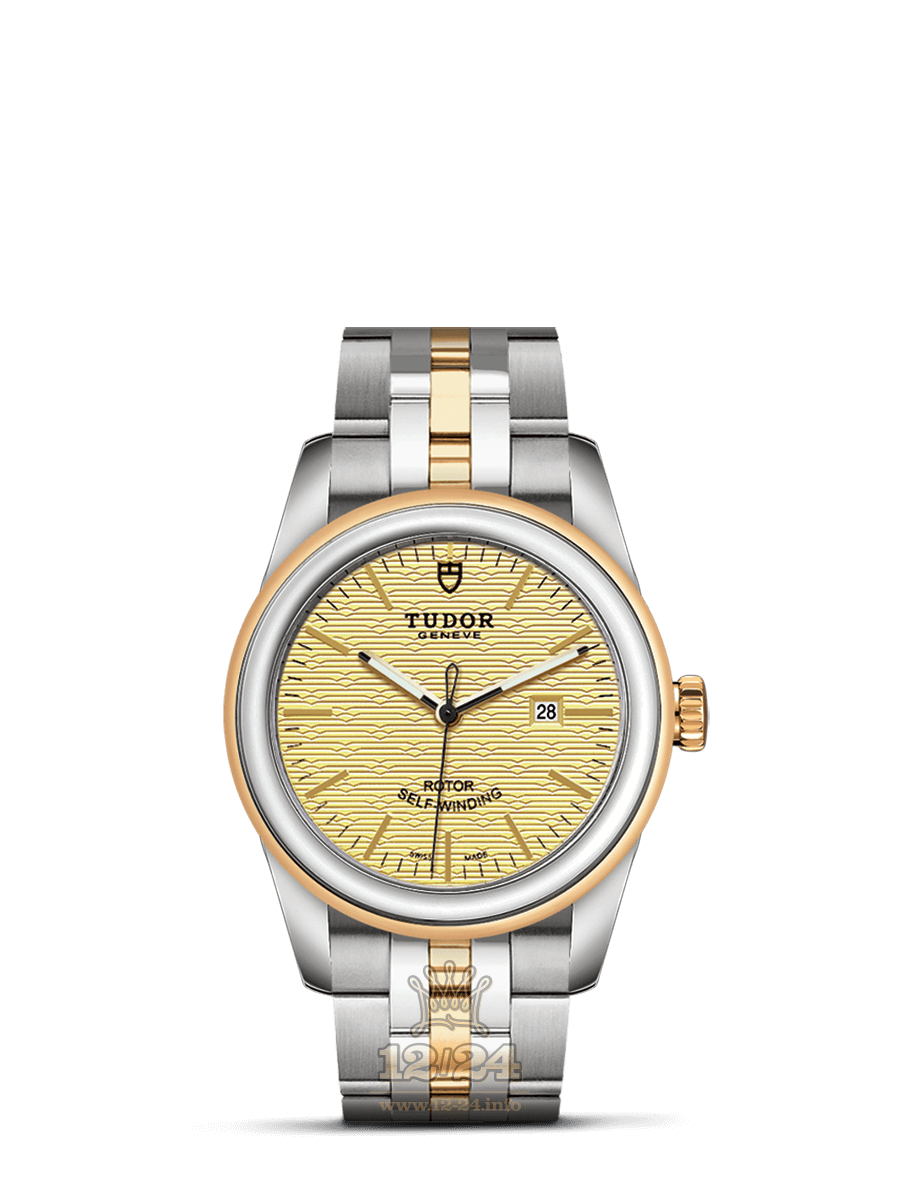 Tudor Glamour Watch M53003-0003 31 mm Stainless steel Yellow gold Case Golden Dial
