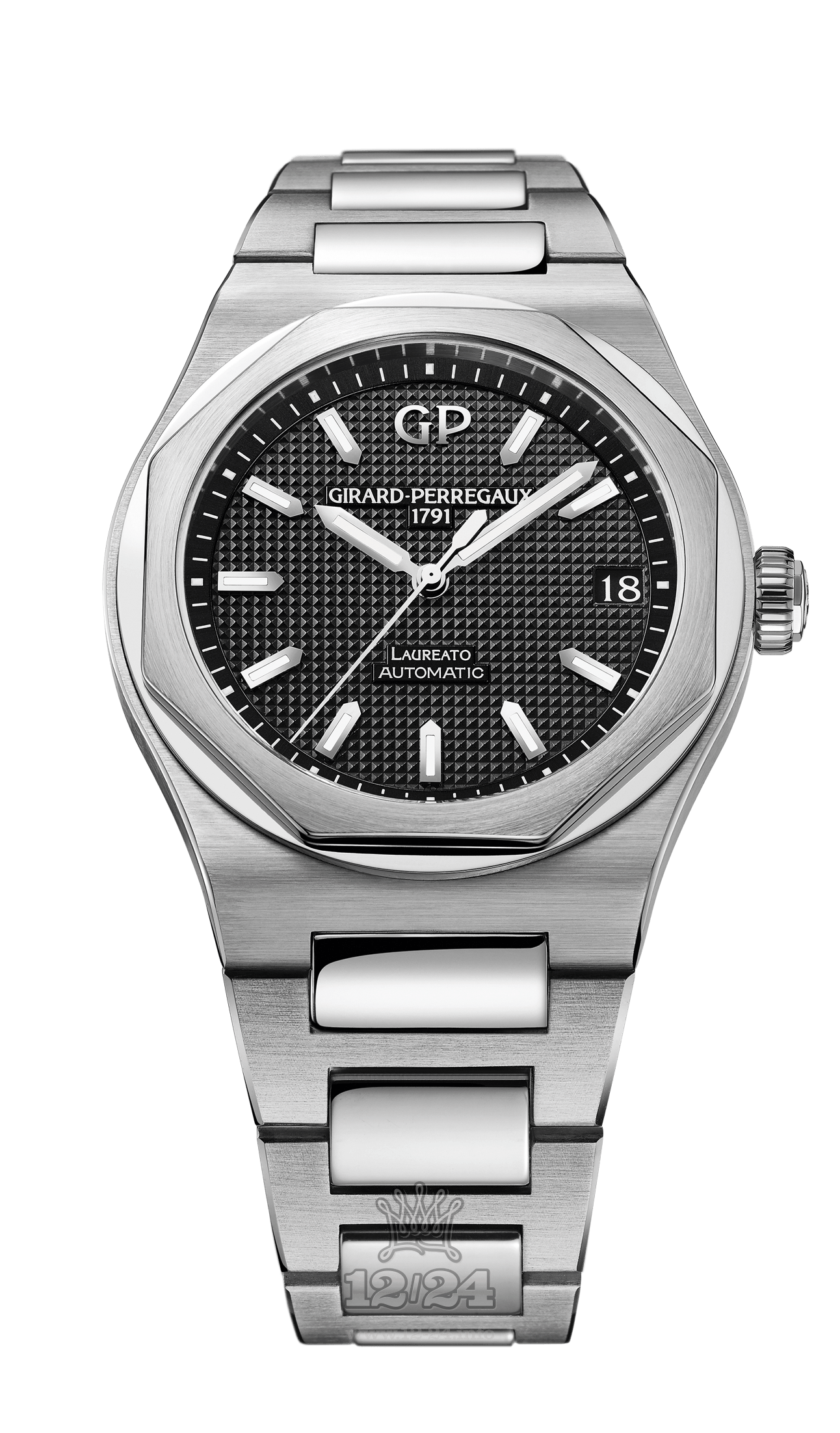 Girard Perregaux Laureato Watch 81010-11-634-11A Stainless steel Case Black Dial