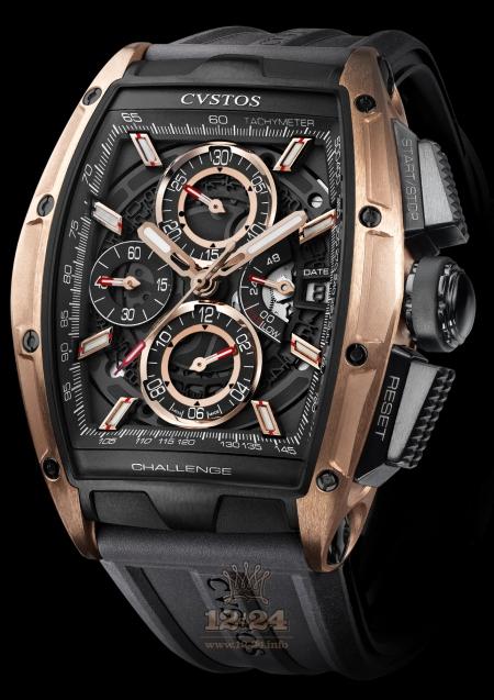 Cvstos Challenge Watch Challenge GT Chrono II Brancard Black Pink gold Titanium Case Black Golden Dial
