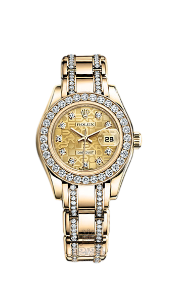 Rolex Pearlmaster Watch 80298-0127 29 mm Yellow gold Case Golden Dial