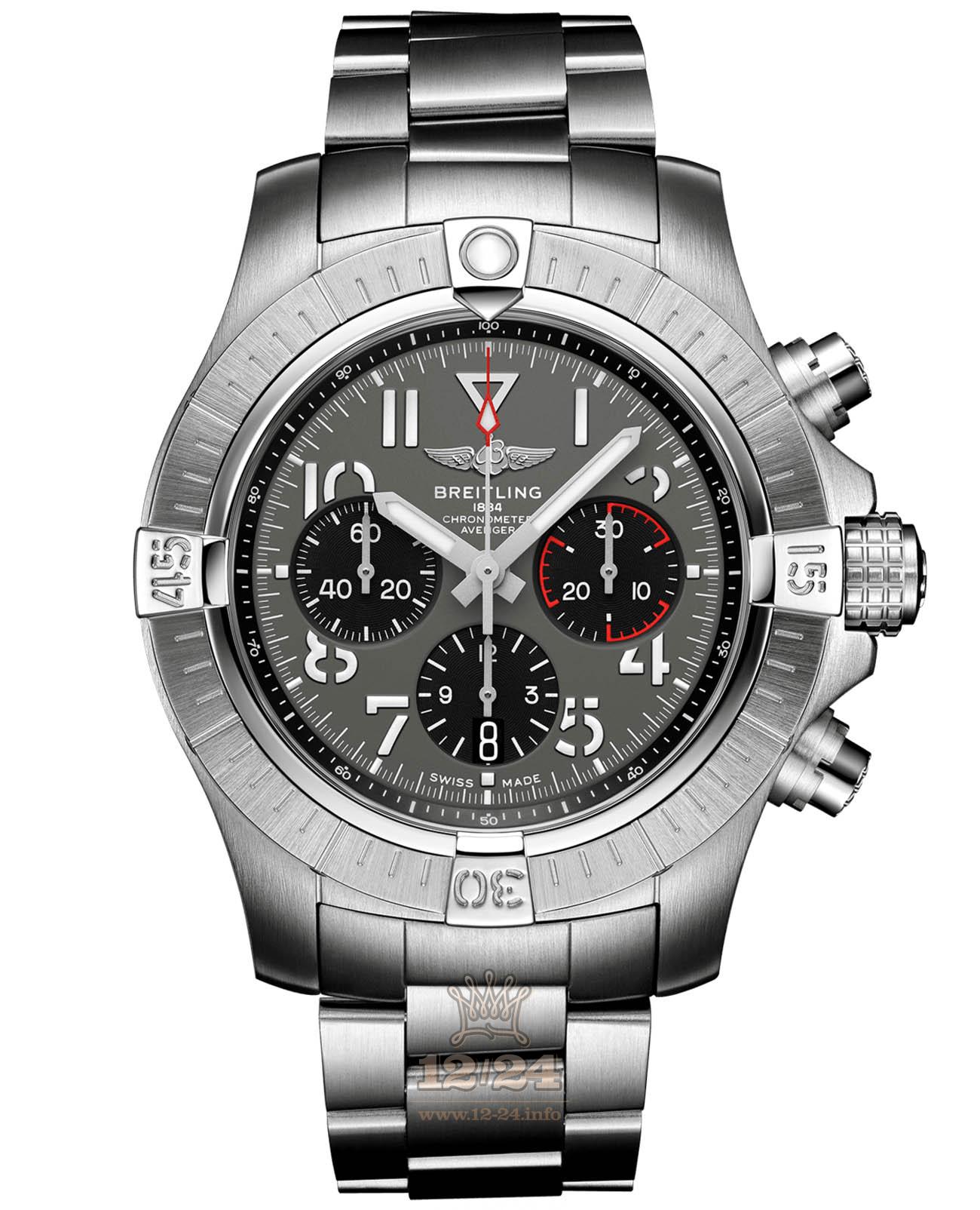 Breitling Avenger Watch AB01821A1B1A1 45 mm Stainless steel Case Gray Dial