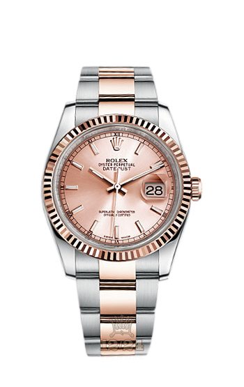 Rolex Datejust Watch 116231-0096 36 mm Steel / Pink gold Case Pink Dial