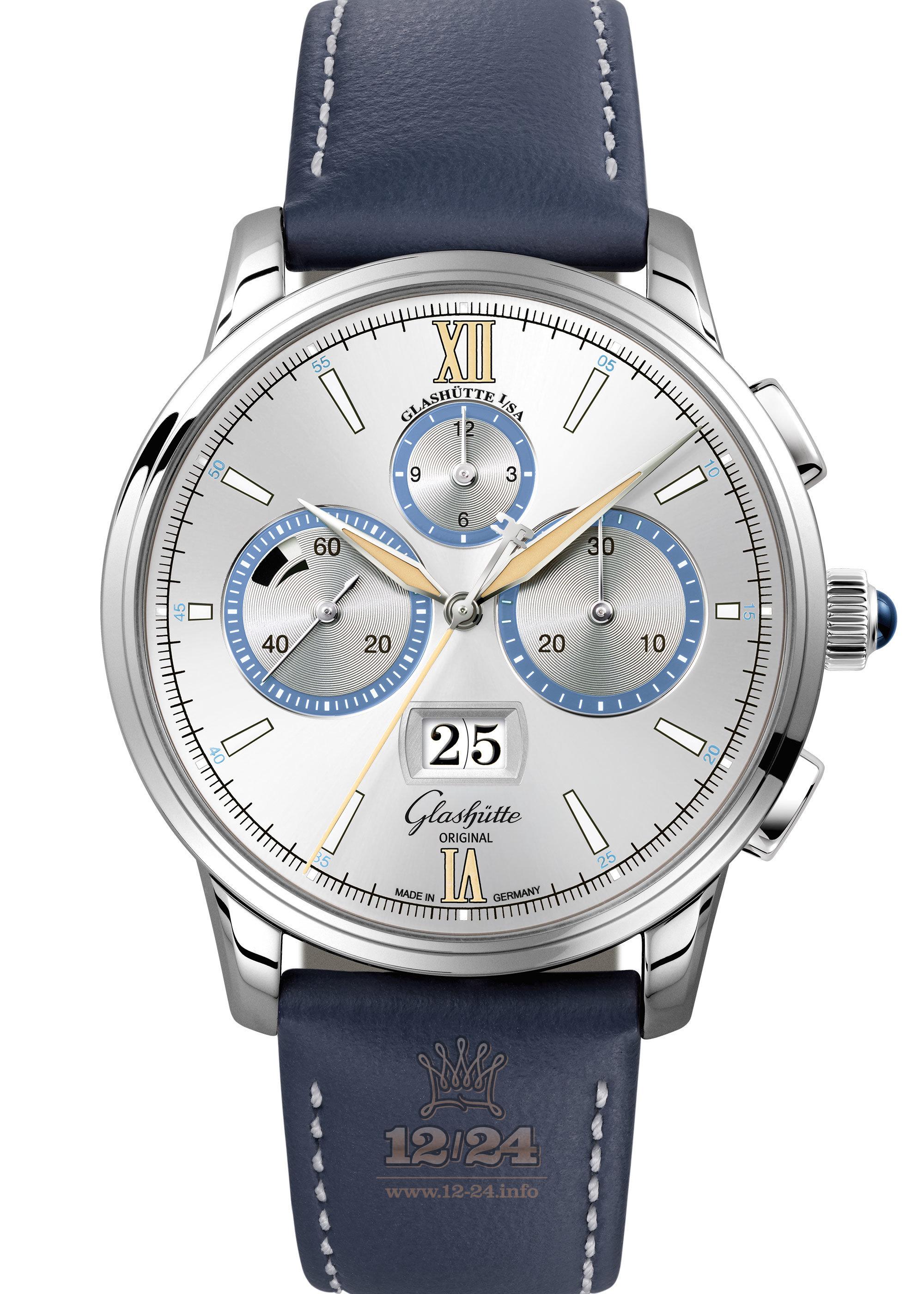Glashutte Senator Watch 1-37-01-06-03-35 42 mm Platinum Case Silver Dial