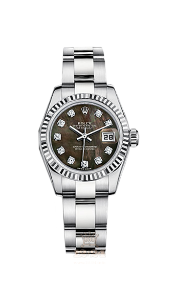 Rolex Lady-Datejust Watch 179174-0059 26 mm Steel / White gold Case Black Dial