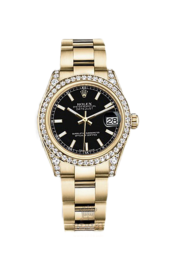 Rolex Datejust Watch 178158-0089 31 mm Yellow gold Case Black Dial