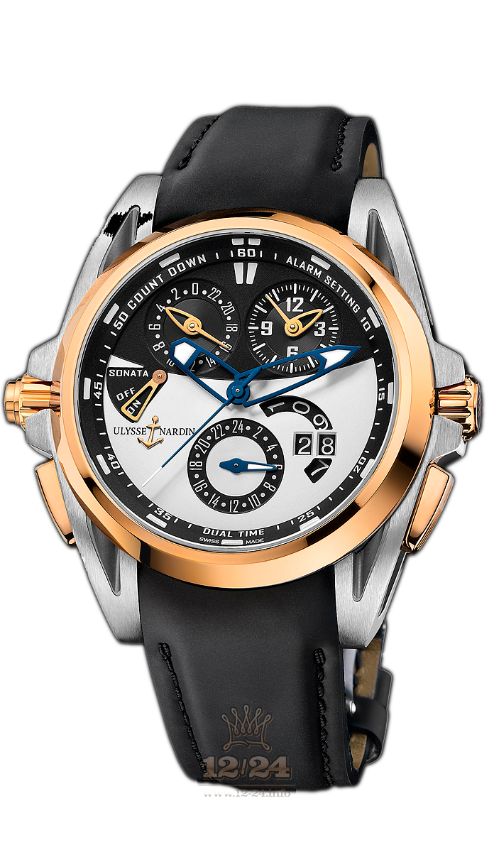 Ulysse Nardin Classic Watch 675-01-4 44 mm Pink gold Titanium Case Black Silver Dial