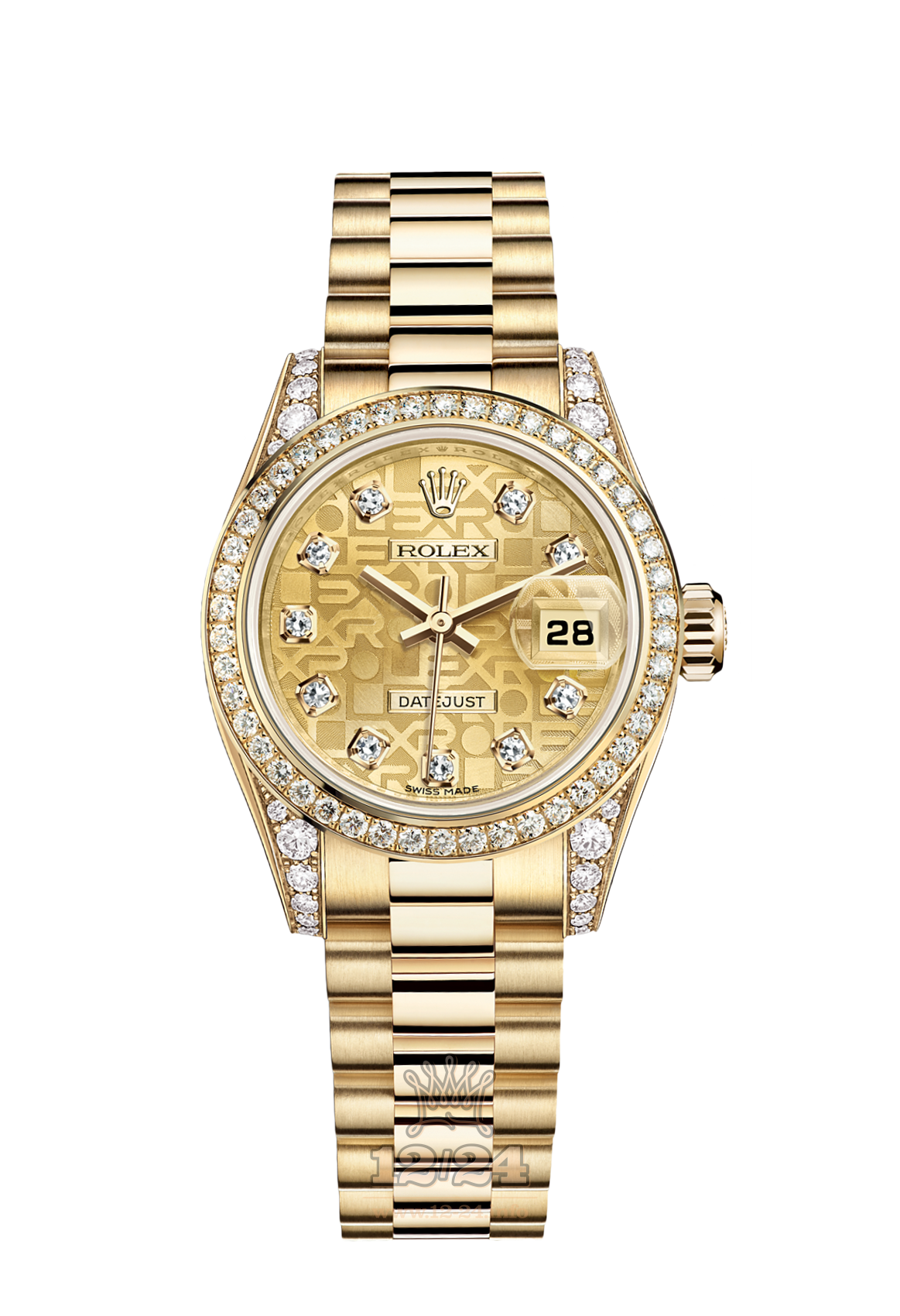 Rolex Lady-Datejust Watch 179158-0030 26 mm Yellow gold Case Golden Dial