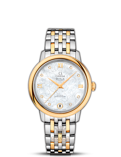Omega Prestige Watch 424.20.33.20.55.002 33 mm Steel / Yellow gold Case White Dial