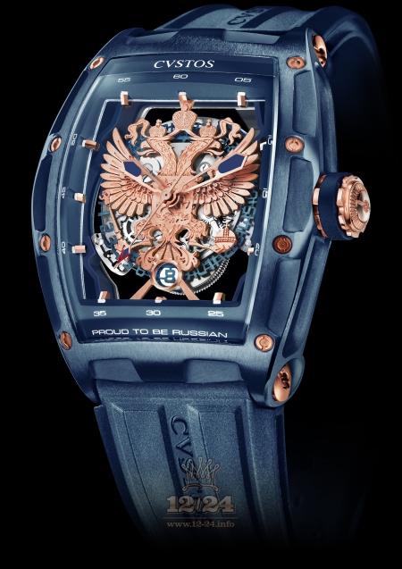 Cvstos Challenge Watch GT Proud Be Russian Blue Steel PVD Stainless steel PVD coating Case Golden Dark blue Dial