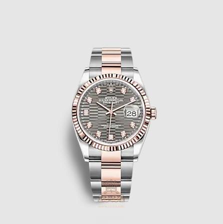Rolex Datejust Watch 126231-0042 36 mm Stainless steel Pink gold Case Gray Dial