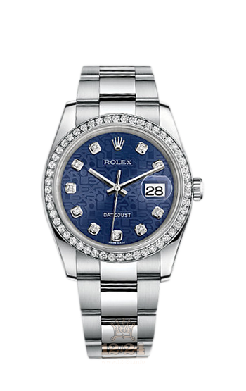 Rolex Datejust Watch 116244-0021 36 mm Steel / White gold Case Dark blue Dial