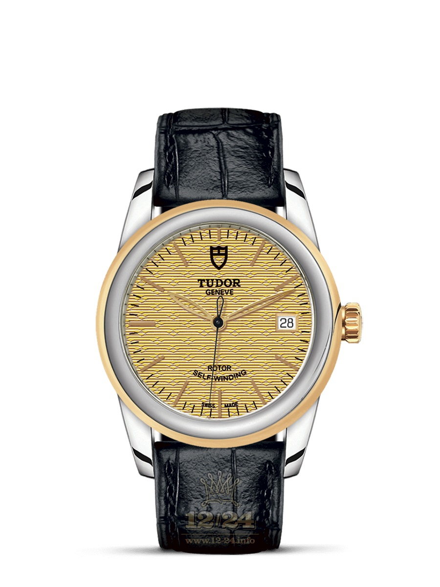 Tudor Glamour Watch M55003-0060 36 mm Stainless steel Yellow gold Case Golden Dial