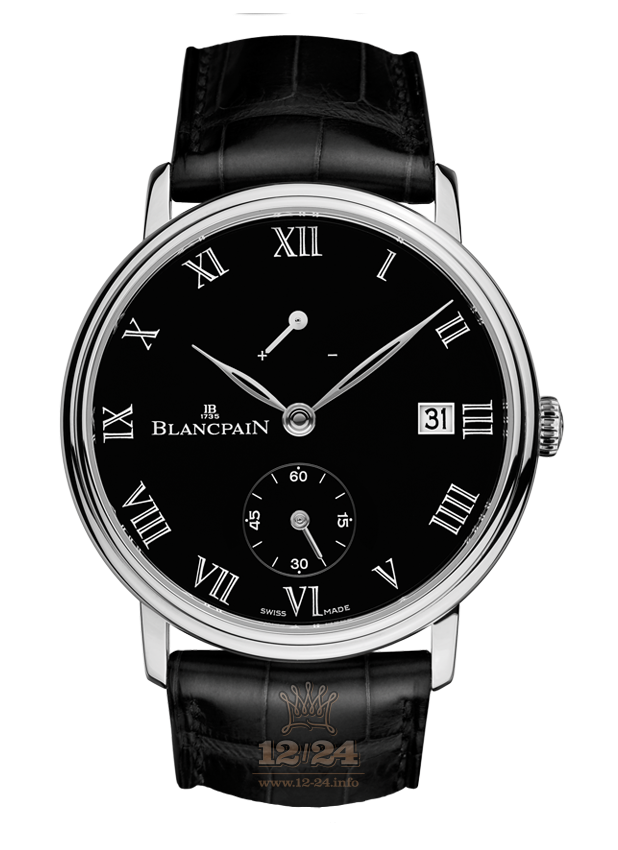 Blancpain Villeret Watch 6614-3437-55B 42 mm Platinum Case Black Dial
