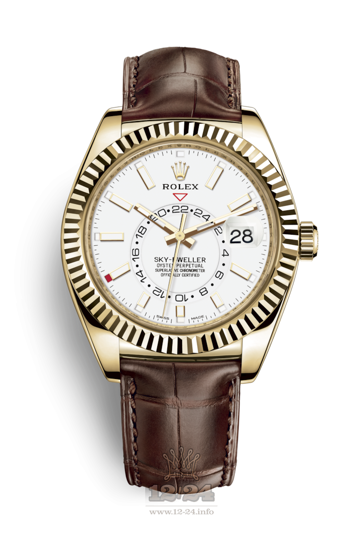 Rolex Sky-Dweller Watch 326138-0010 42 mm Yellow gold Case White Dial