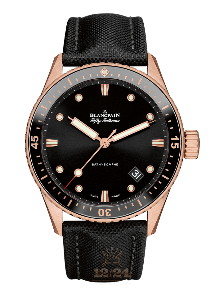 Blancpain Fifty Fathoms Watch 5000-36S30-B52 A 43 mm Pink gold Case Black Dial