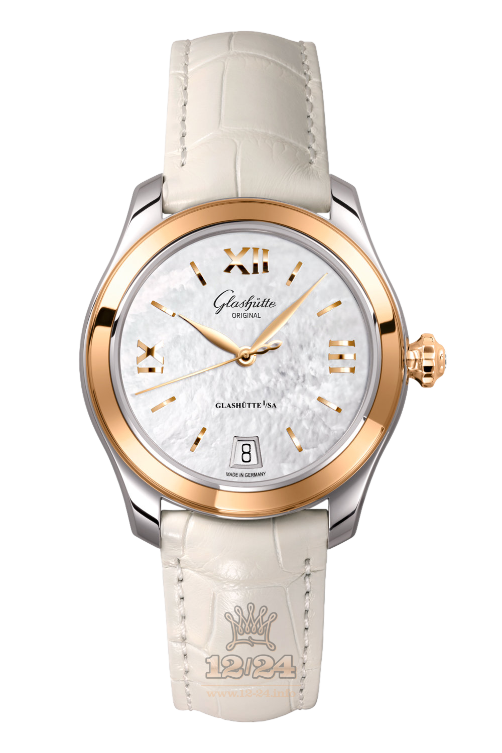 Glashutte Ladies Watch 1-39-22-09-06-44 36 mm Steel / Pink gold Case Silver Dial